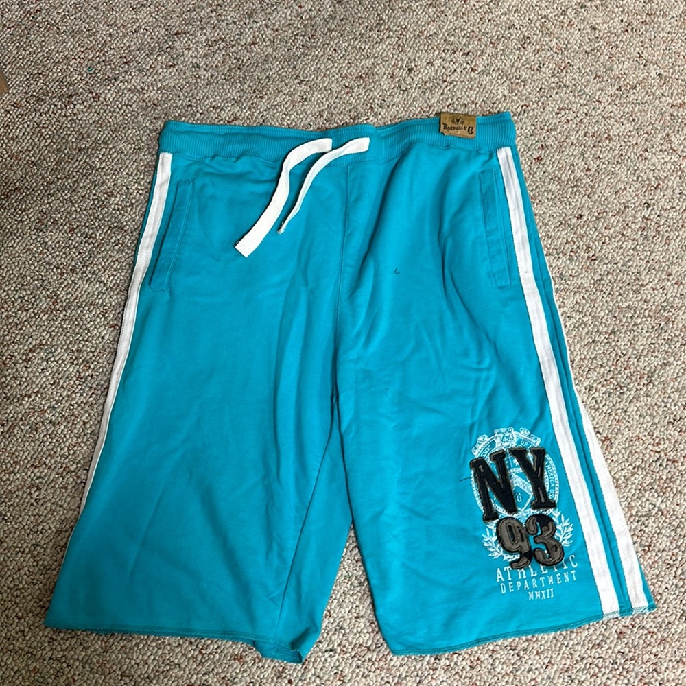 Young mens knit short scuba blue
